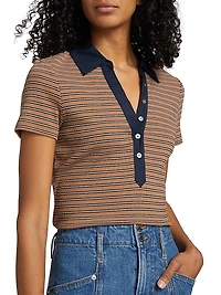 Kearney Striped Contrast Placket Polo Top