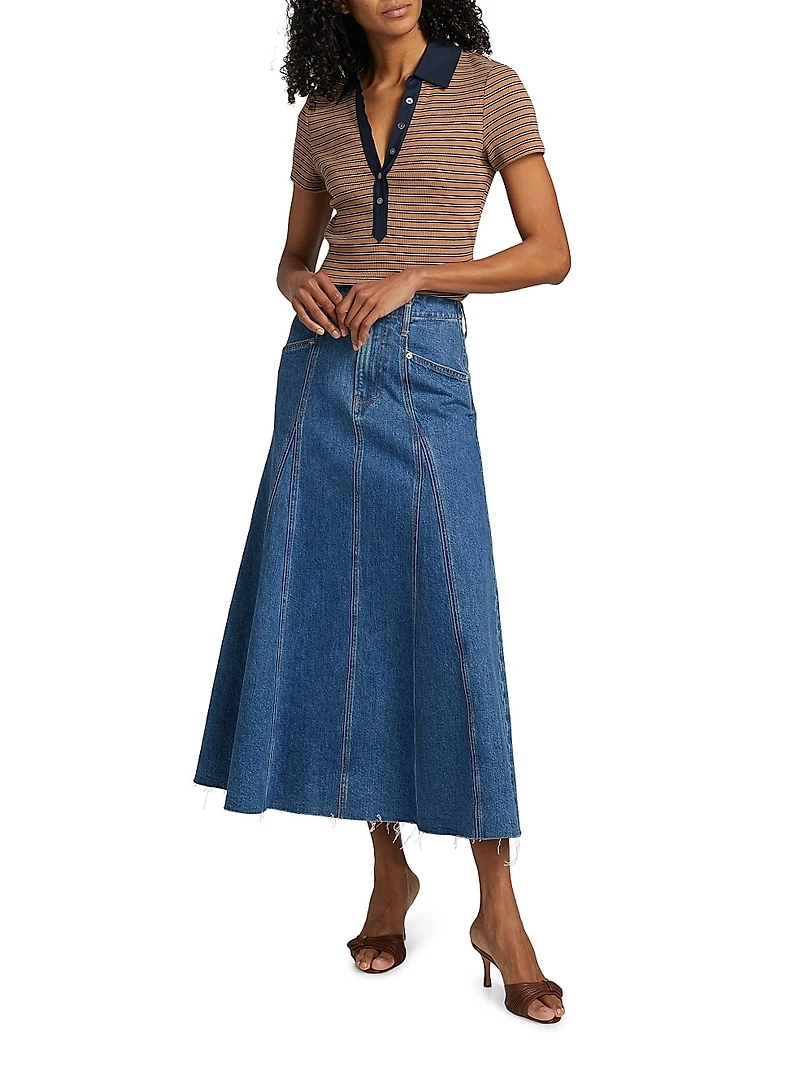 Kearney Striped Contrast Placket Polo Top