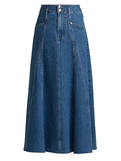 Alix Circle Denim Midi-Skirt