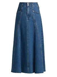 Alix Circle Denim Midi-Skirt