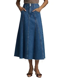 Alix Circle Denim Midi-Skirt