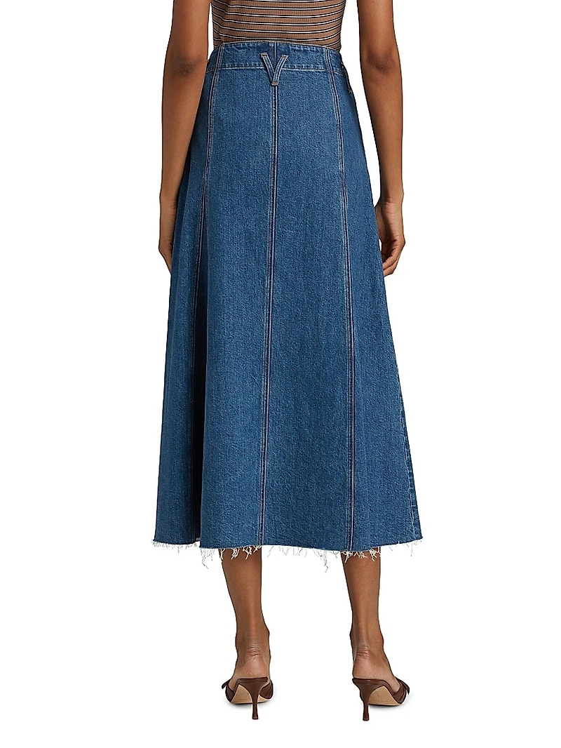Alix Circle Denim Midi-Skirt