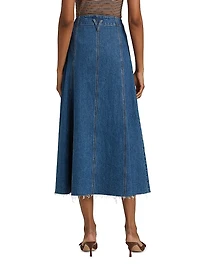 Alix Circle Denim Midi-Skirt