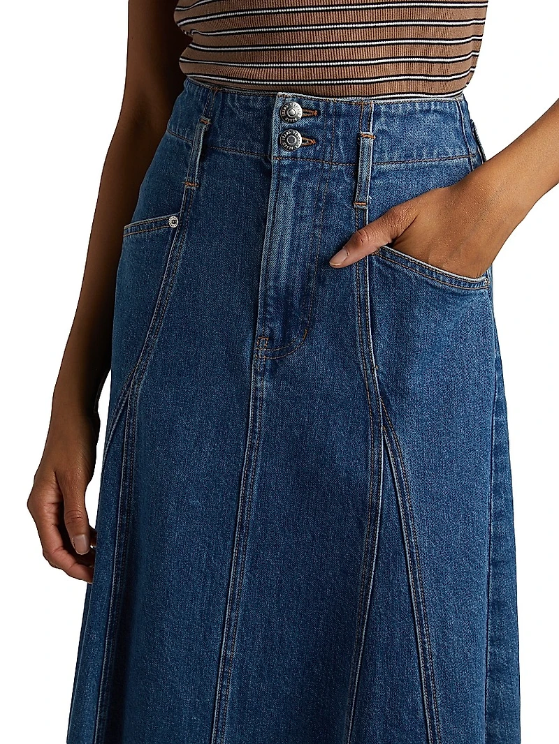 Alix Circle Denim Midi-Skirt