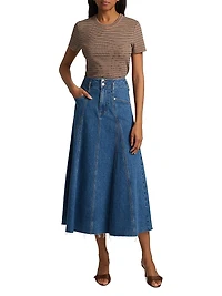 Alix Circle Denim Midi-Skirt