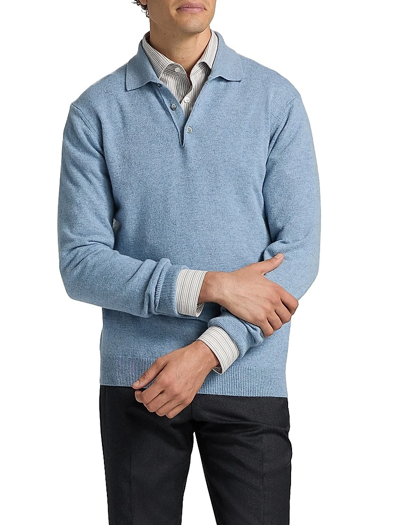 COLLECTION Cashmere Long-Sleeve Polo Sweater