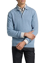 COLLECTION Cashmere Long-Sleeve Polo Sweater