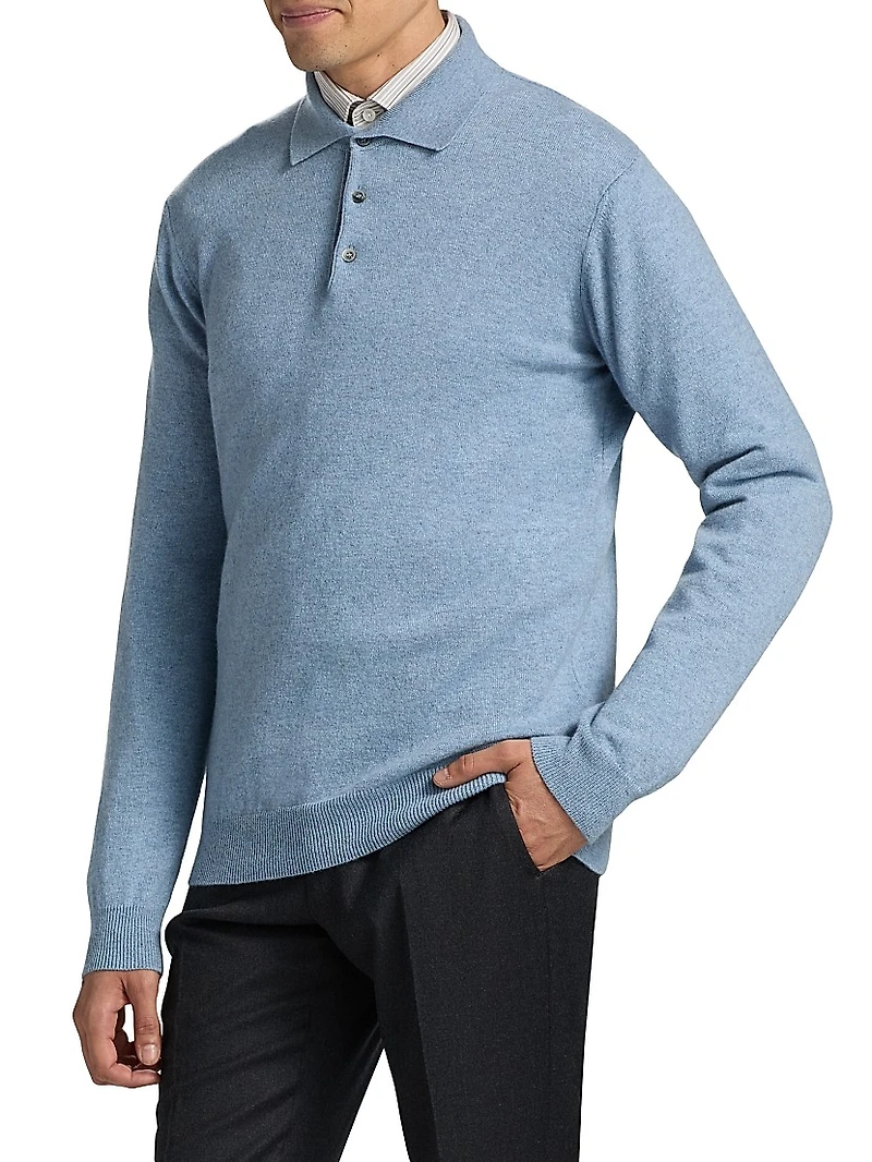 COLLECTION Cashmere Long-Sleeve Polo Sweater
