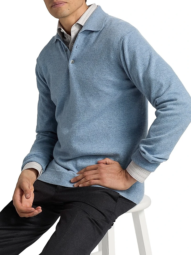 COLLECTION Cashmere Long-Sleeve Polo Sweater