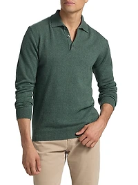 COLLECTION Cashmere Long-Sleeve Polo Sweater