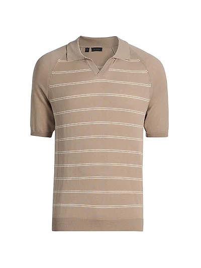 Striped Cotton-Silk Polo Shirt