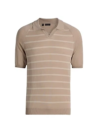 Striped Cotton-Silk Polo Shirt