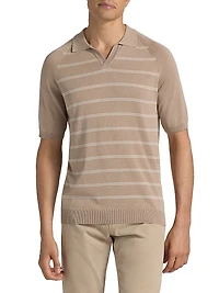 Striped Cotton-Silk Polo Shirt