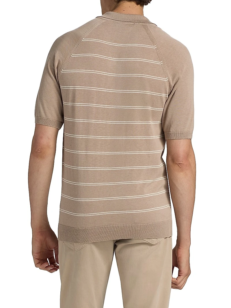 Striped Cotton-Silk Polo Shirt