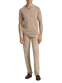 Striped Cotton-Silk Polo Shirt