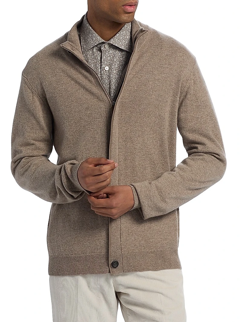 COLLECTION Basic Cashmere Full-Zip Cardigan
