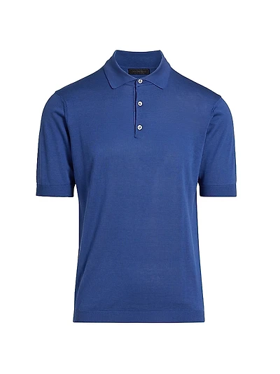 Cotton-Silk Knit Polo Shirt