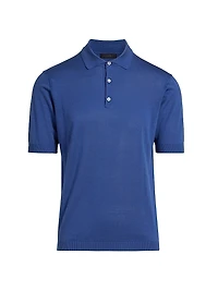 Cotton-Silk Knit Polo Shirt