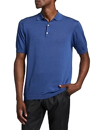 Cotton-Silk Knit Polo Shirt