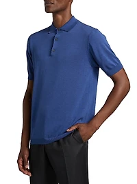 Cotton-Silk Knit Polo Shirt