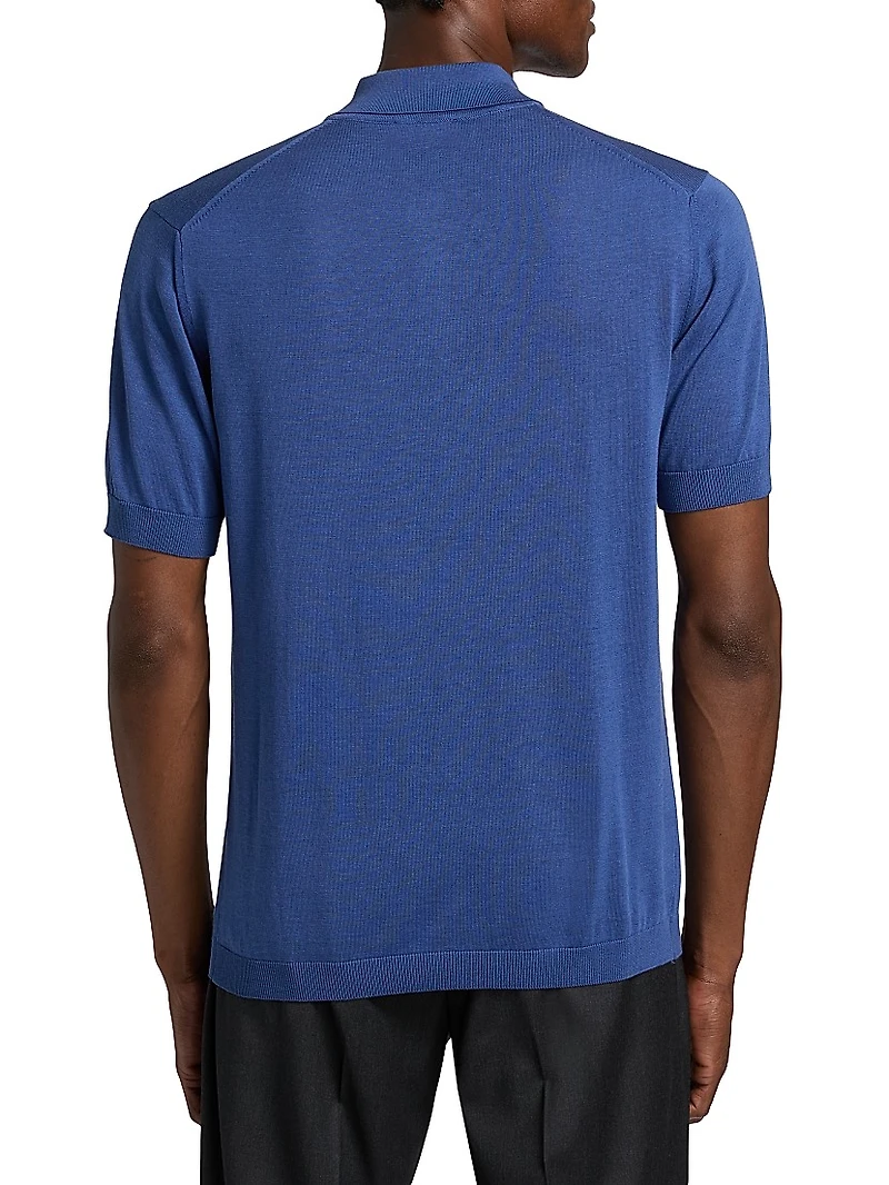 Cotton-Silk Knit Polo Shirt