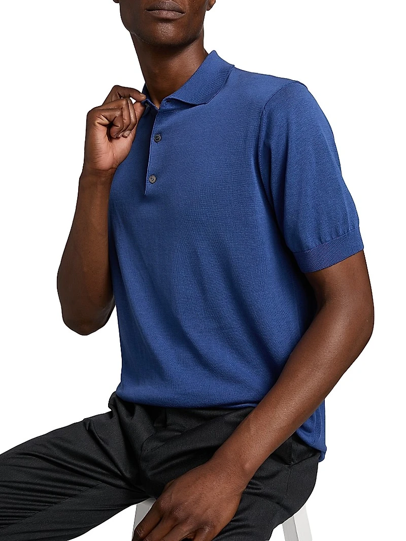 Cotton-Silk Knit Polo Shirt