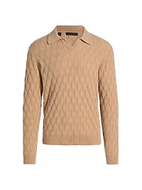 Diamond Intarsia-Knit Wool-Blend Polo Sweater