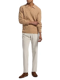 Diamond Intarsia-Knit Wool-Blend Polo Sweater