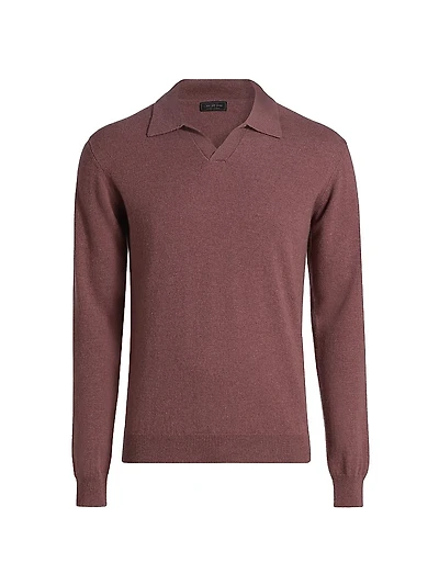 Cashmere Johnny Collar Polo Sweater