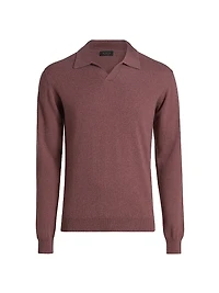Cashmere Johnny Collar Polo Sweater