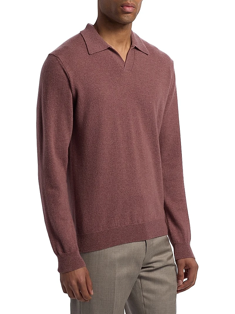 Cashmere Johnny Collar Polo Sweater