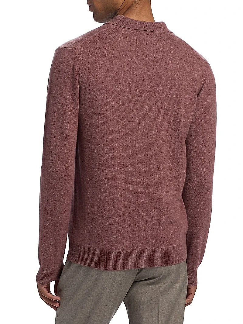 Cashmere Johnny Collar Polo Sweater