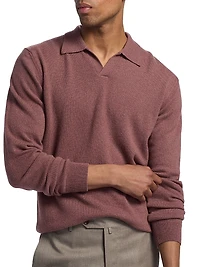 Cashmere Johnny Collar Polo Sweater