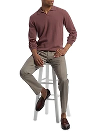 Cashmere Johnny Collar Polo Sweater