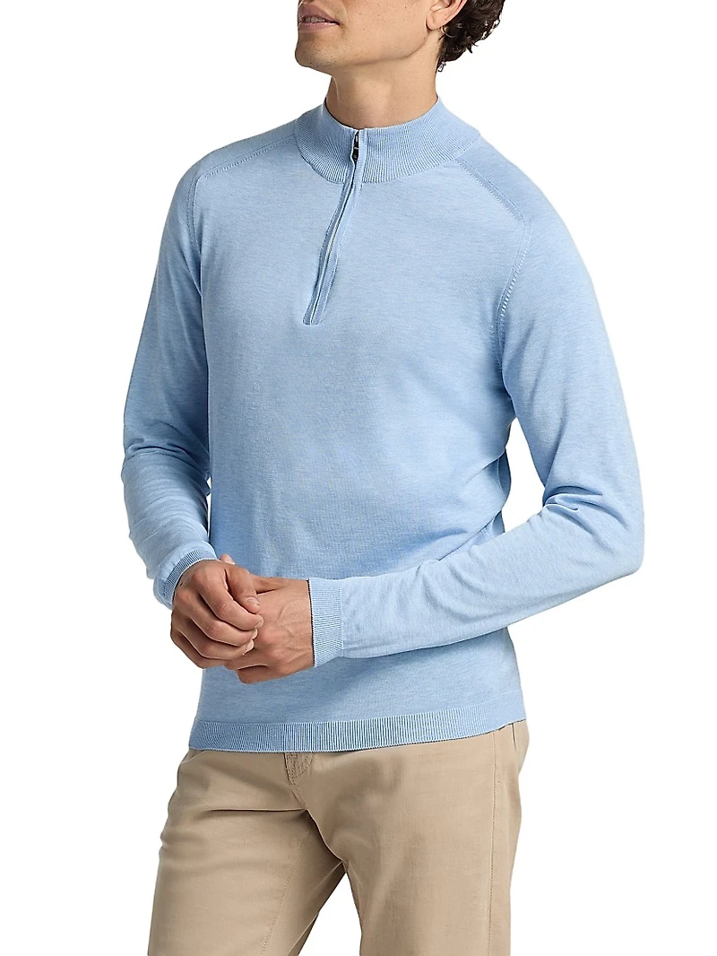Silk-Cotton Quarter-Zip Sweater
