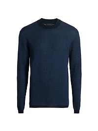 COLLECTION Geo Pattern Cotton Crewneck Sweater