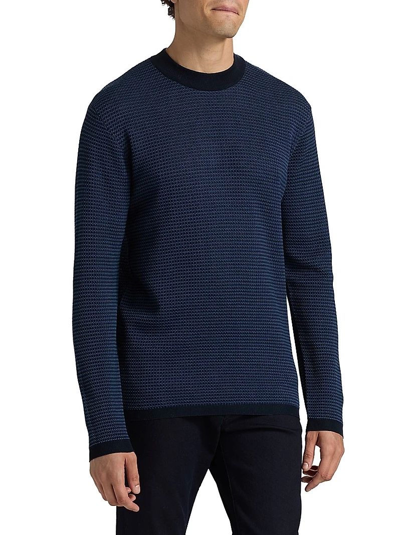 COLLECTION Geo Pattern Cotton Crewneck Sweater