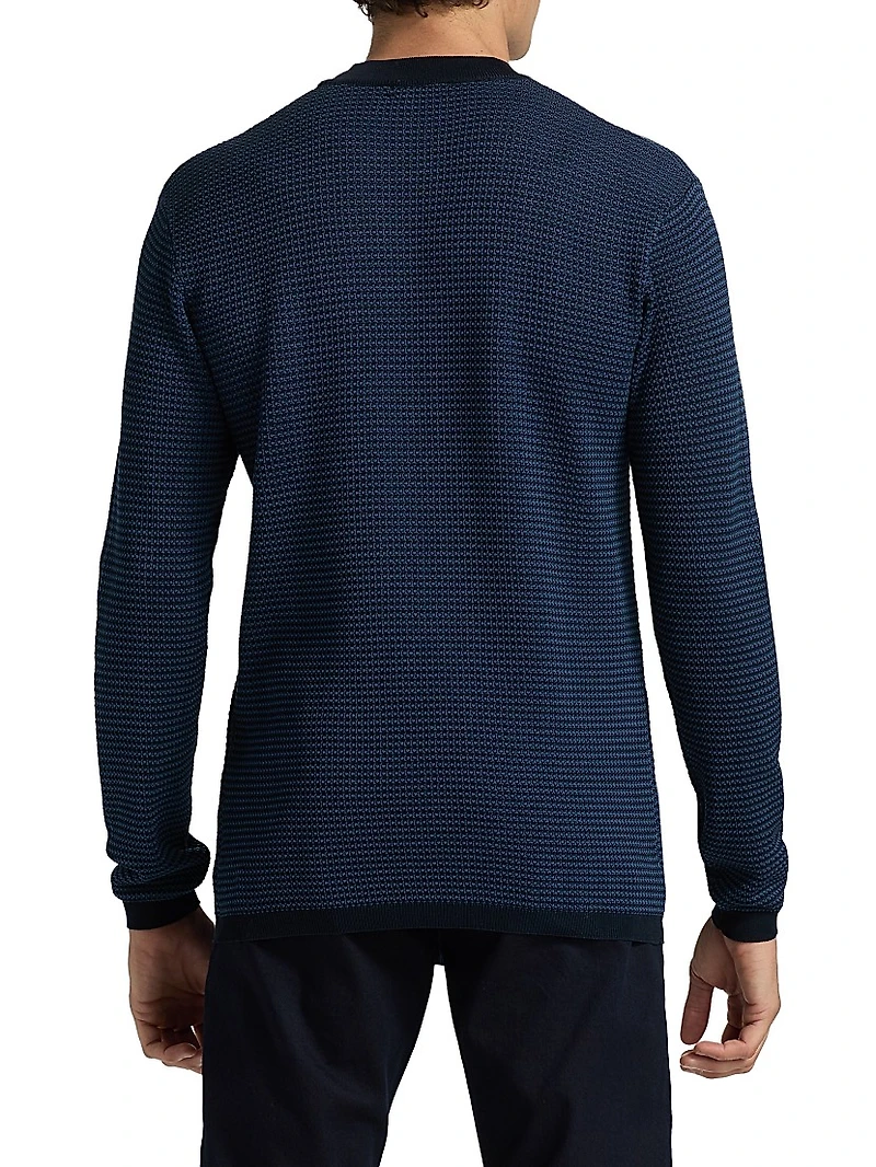 COLLECTION Geo Pattern Cotton Crewneck Sweater