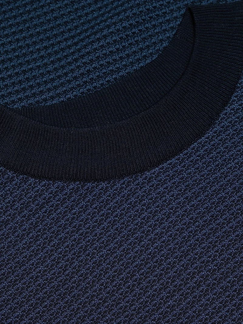 COLLECTION Geo Pattern Cotton Crewneck Sweater