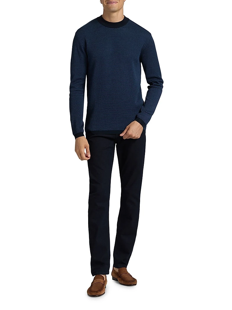 COLLECTION Geo Pattern Cotton Crewneck Sweater