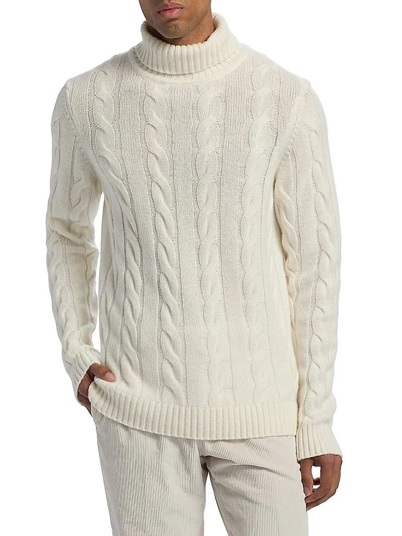 Cashmere Cable-Knit Turtleneck Sweater