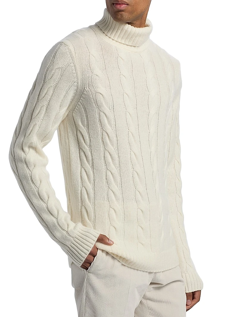 Cashmere Cable-Knit Turtleneck Sweater