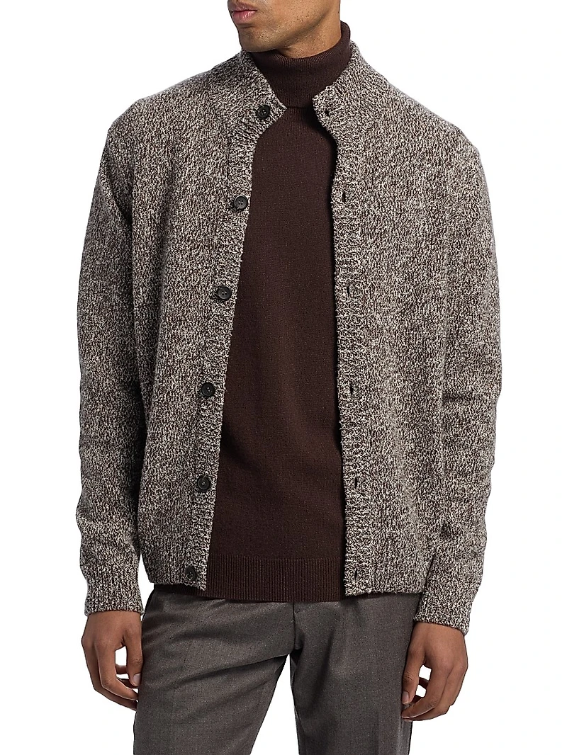 COLLECTION Chunky Melange Cashmere-Wool Cardigan