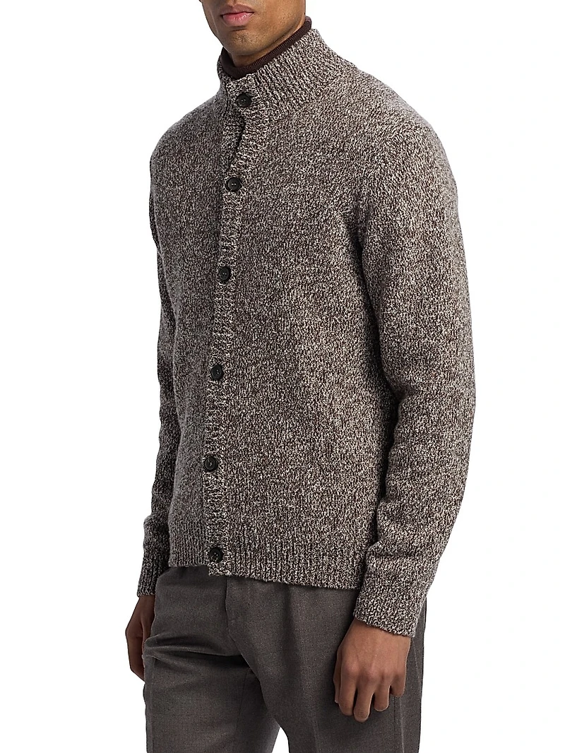 COLLECTION Chunky Melange Cashmere-Wool Cardigan