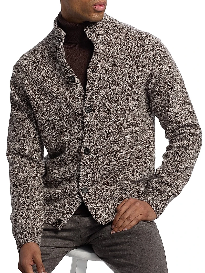 COLLECTION Chunky Melange Cashmere-Wool Cardigan