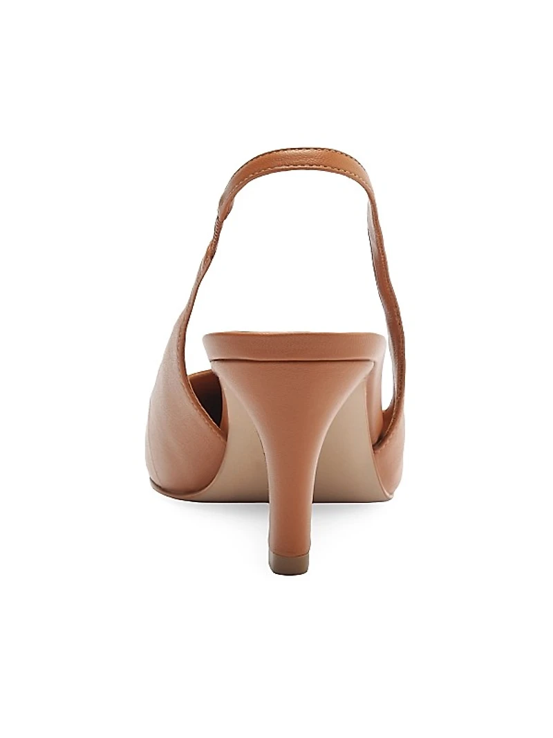 Lou Leather Sculptural-Heel Slingback Pumps