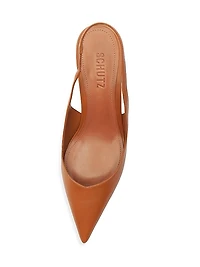 Lou Leather Sculptural-Heel Slingback Pumps