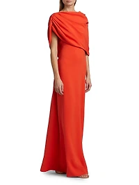 Draped Shoulder Georgette Caftan Gown