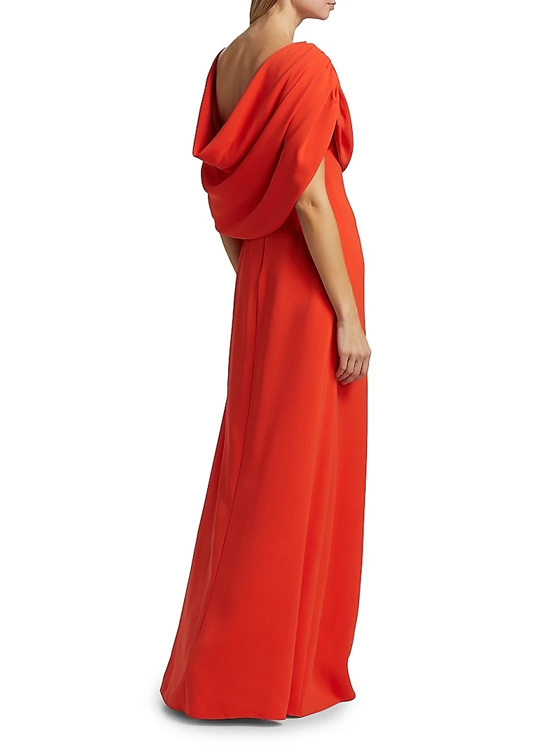 Draped Shoulder Georgette Caftan Gown