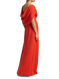 Draped Shoulder Georgette Caftan Gown